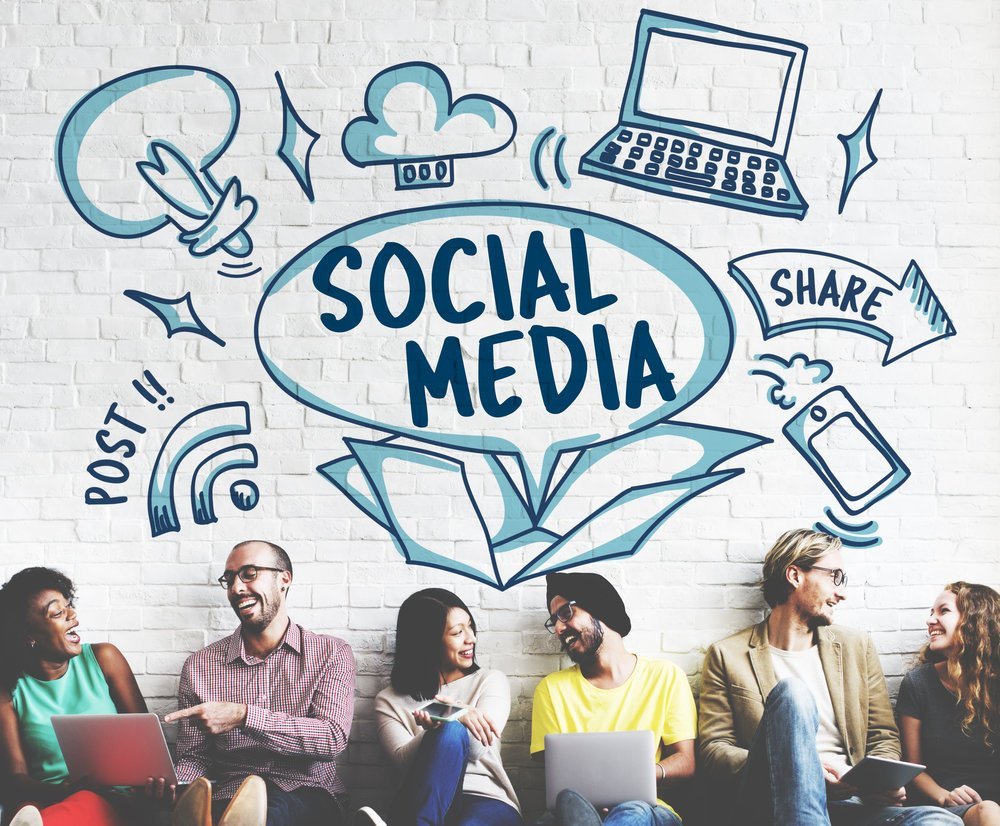 Social Media Online Post Share Icons Concept